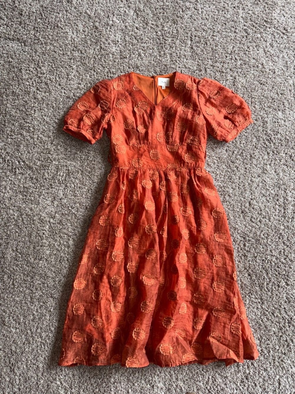 Salt by Roolee burnt orange zip back peplum dress size xs